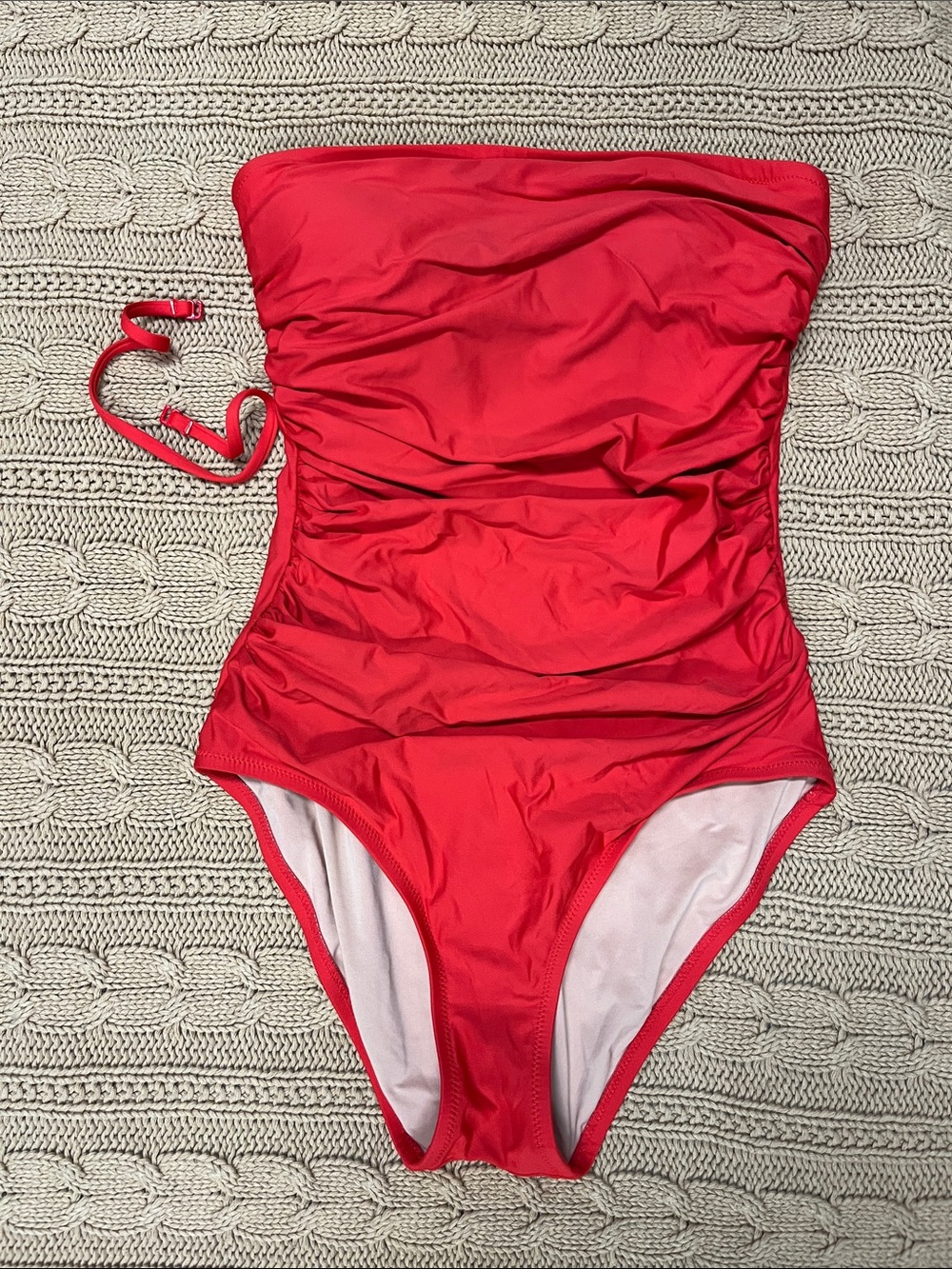 JCrew Ruched Strapless Swimsuit